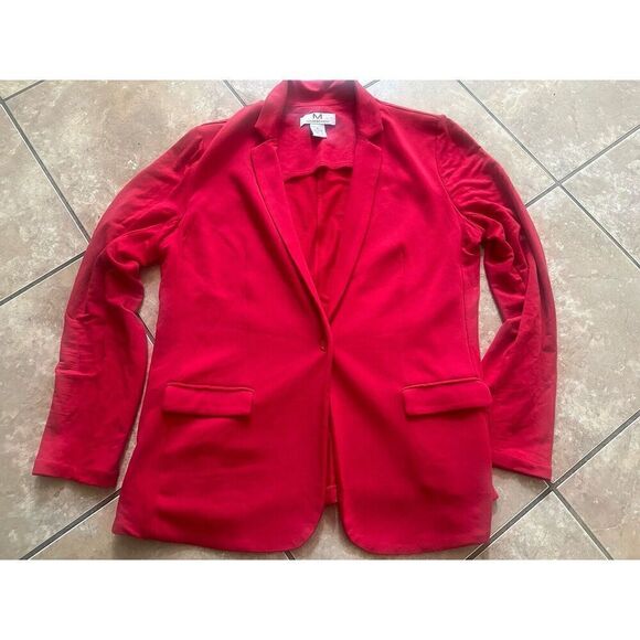 Magaschoni L Soft Knit Casual Blazer Jacket Rapsberry Red Stretch - Picture 1 of 7